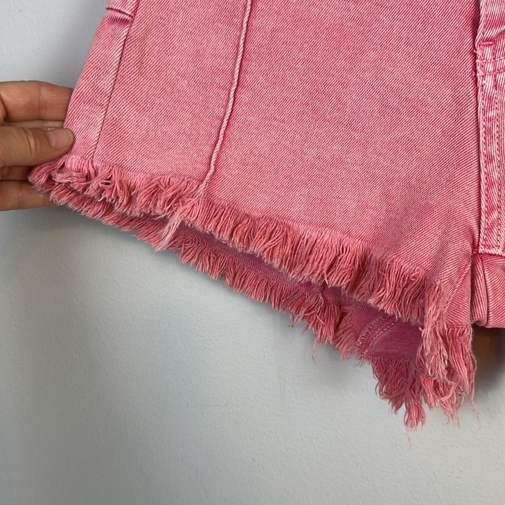 REVICE High Rise Pink Jean Short Frayed Hem Size 28 Cotton Stretch Star Back USA - Picture 6 of 16